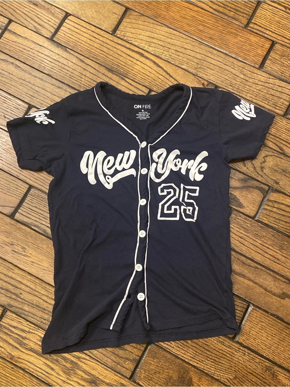 On Fire New York Yankees navy 100% cotton baseball tee